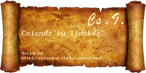 Csicsáky Ildikó névjegykártya